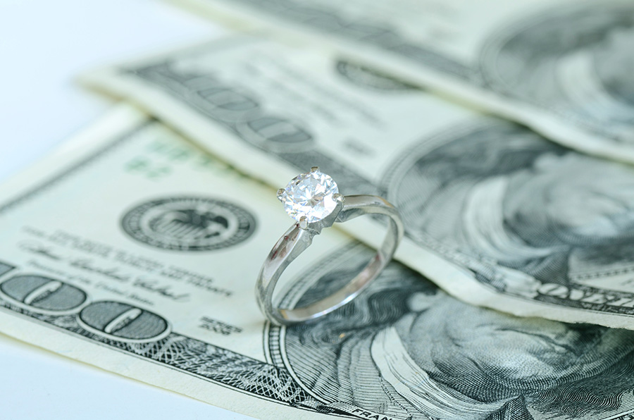 Marriage and money concept of high wedding cost and divorce